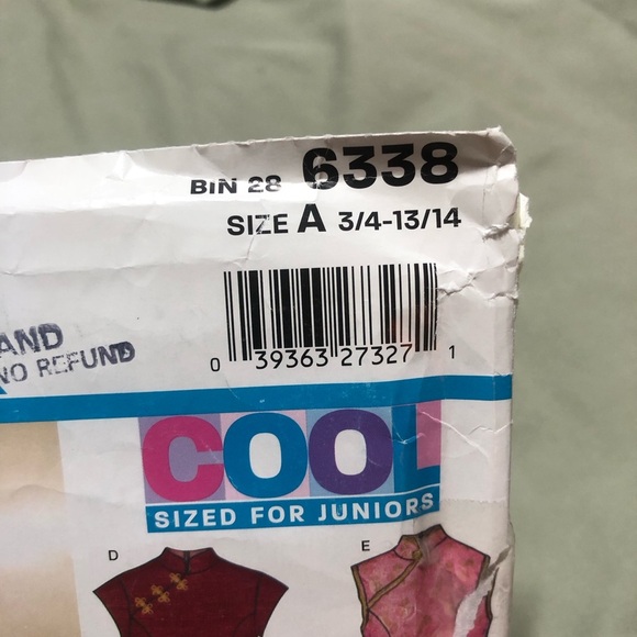 New Look 6338 - junior tops with a Mandarin style - 3/4 to 13/14- fun project - Picture 3 of 9